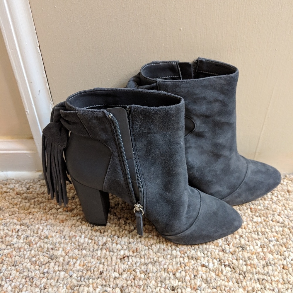 WHBM Suede Gray Ankle Boots